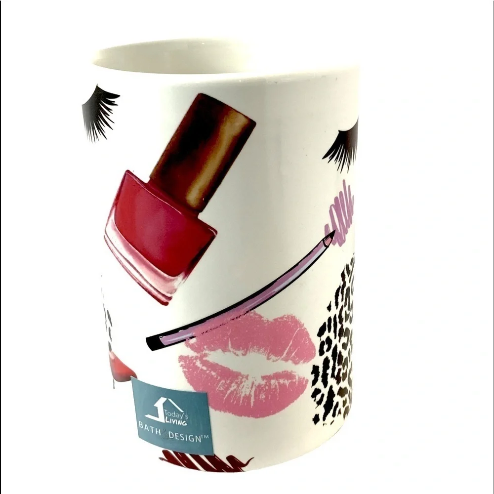 Fashion Girl Boss Bathroom Tumbler Ceramic Accessory Makeup Animal Print